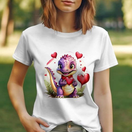 Cute Valentine Dragon Adorable Lovethemed Dragon T_Shirt