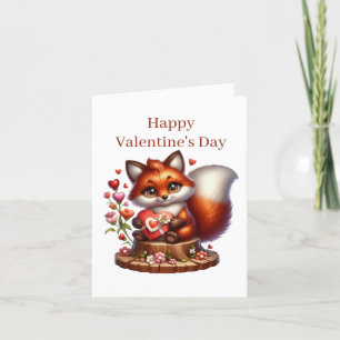 Cute Valentine fox add message Holiday Card