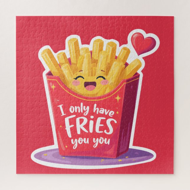 Cute Valentine French Fries Pun Jigsaw Puzzle (Vertical)