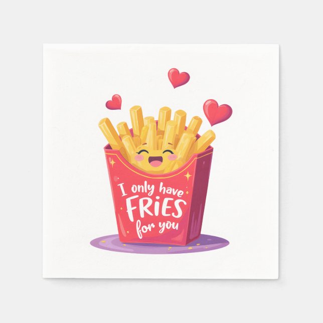 Cute Valentine French Fries Pun Napkins (Front)