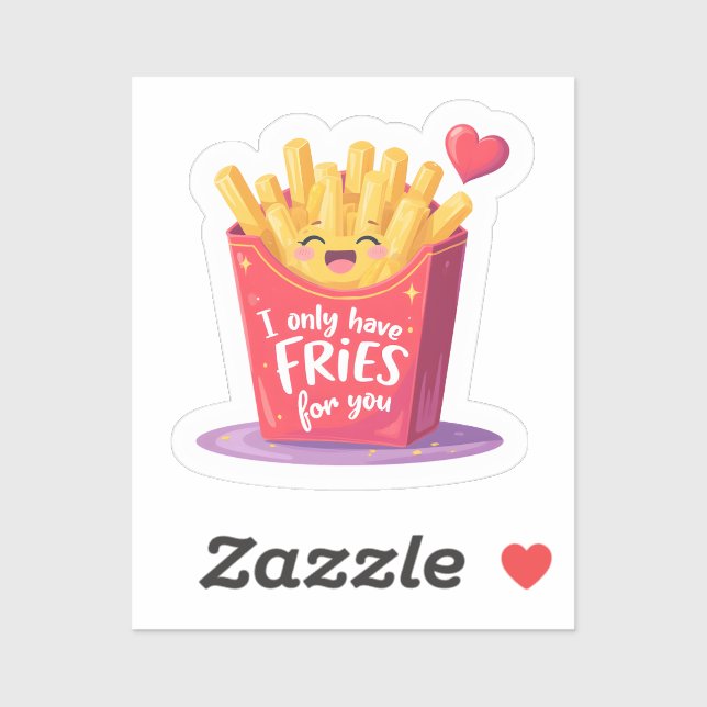 Cute Valentine French Fries Pun Sticker (Sheet)