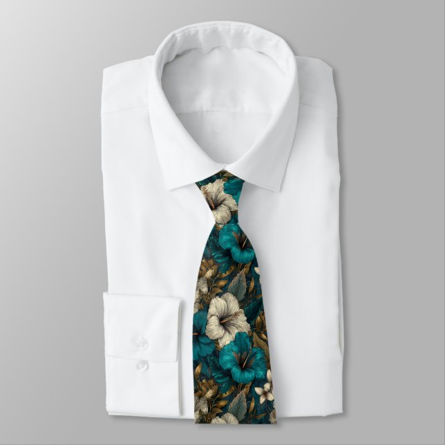 Cute Valentine Gifts For Boyfriend Tropical Floral Neck Tie (Tied)