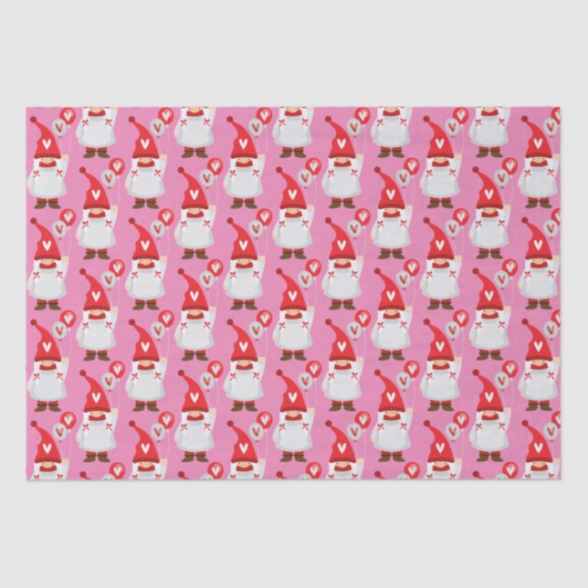 Cute Valentine Girl Gnome Pattern Tissue Paper (Front)