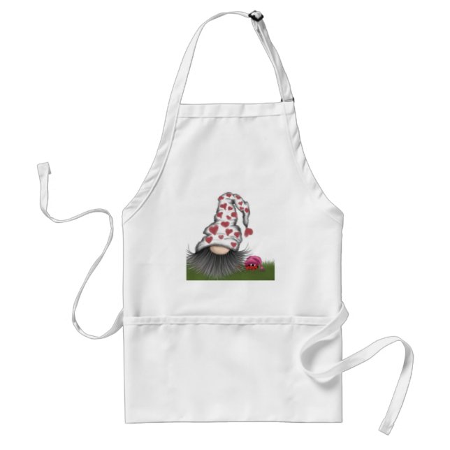 Cute Valentine Gnome Adult Apron (Front)