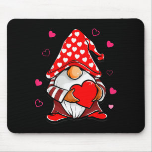 Cute Valentine Gnome Holding Heart Balloon Peace L Mouse Pad