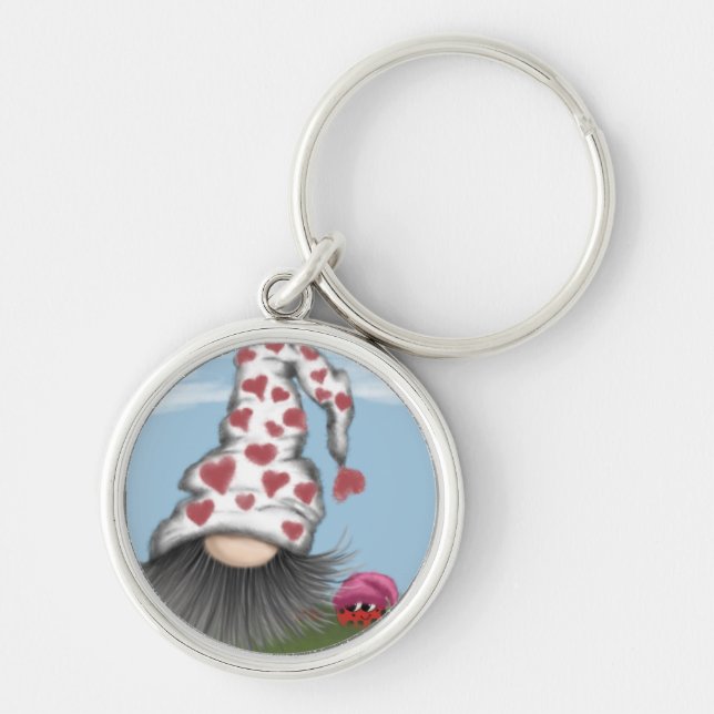 Cute Valentine Gnome Keychain (Front)