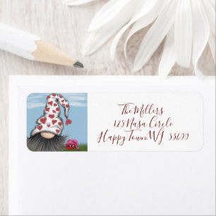 Cute Valentine Gnome Label