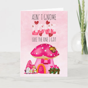Cute Valentine Gnome Love Pink Watercolor Holiday Card