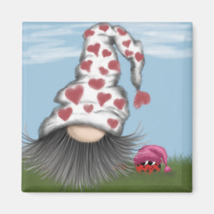 Cute Valentine Gnome Magnet
