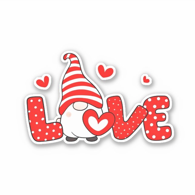 Cute valentine gnome sticker (Front)