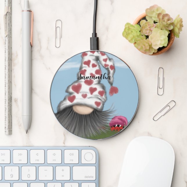 Cute Valentine Gnome Wireless Charger (Desk)