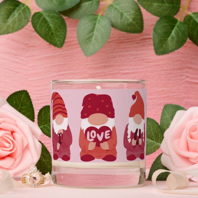 Cute Valentine Gnomes I Love You Art Scented Candle (Wedding)