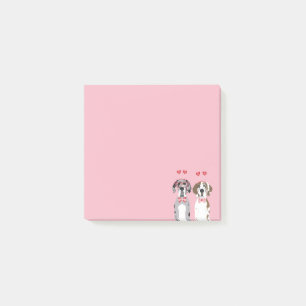 Cute Valentine Great Dane Dogs Pink Red Post-it Notes