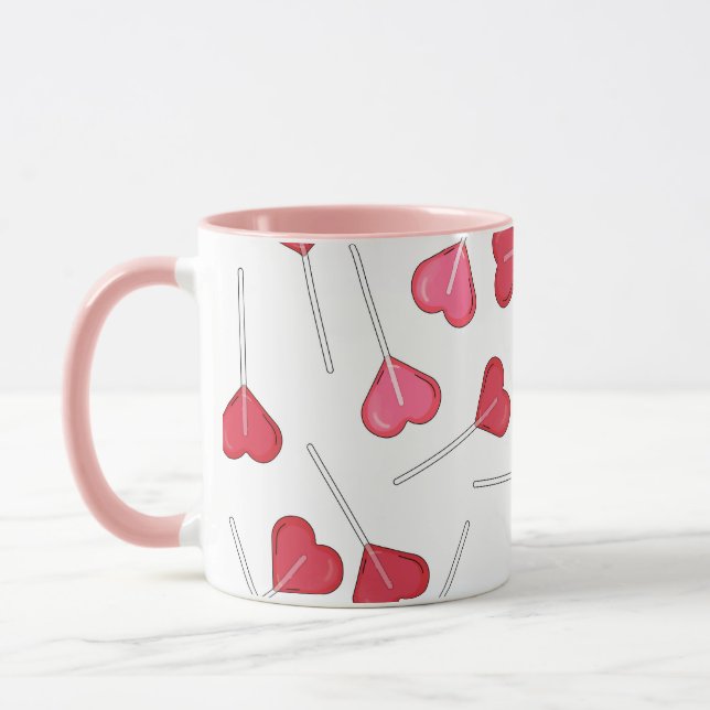 Cute Valentine Heart Lolly | Lollipop Pattern    Mug (Left)