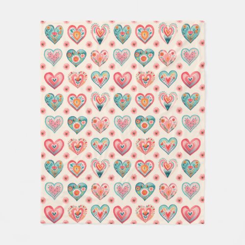 Cute Valentine Heart Pattern Fleece Blanket