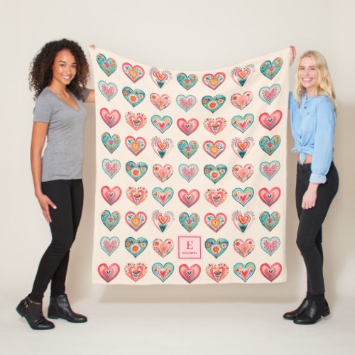 Cute Valentine Heart Pattern Fleece Blanket