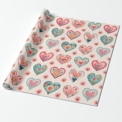 Cute Valentine Heart Pattern Wrapping Paper