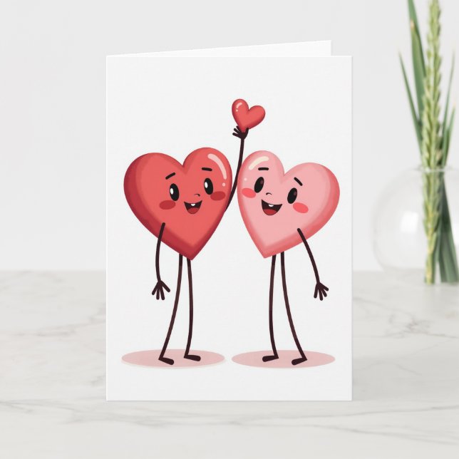 Cute Valentine Hearts Card (Front)
