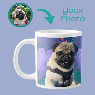 Cute Valentine Hearts Love Purple Two Photos Giant Coffee Mug