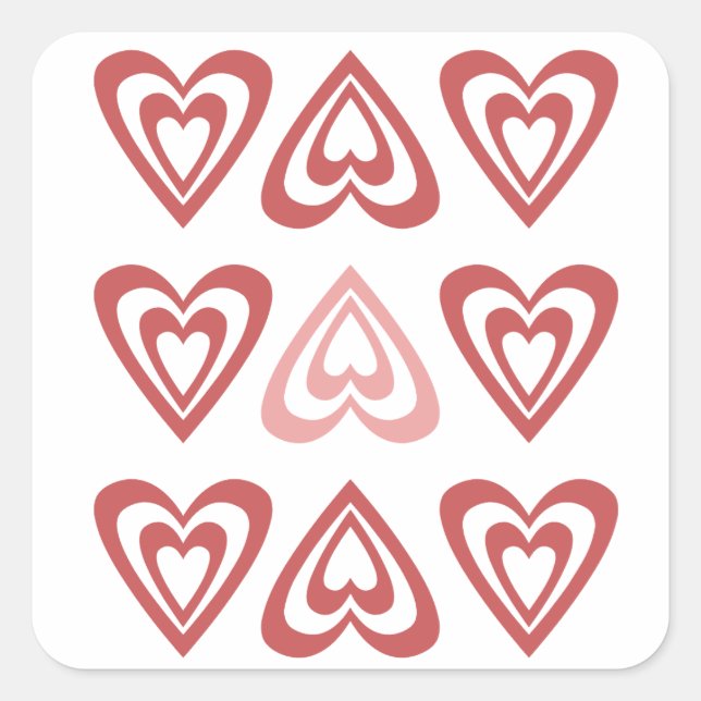 Cute Valentine Hearts – Love & Romance Design Square Sticker (Front)
