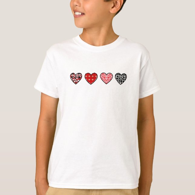 Cute Valentine Hearts Pattern | Cute Love Heart T-Shirt (Front)