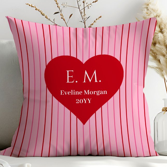 Cute Valentine Hearts Personalized Gift for Girl  Throw Pillow (Cute Valentine Hearts Personalized Gift for Girlfriend Pillow)