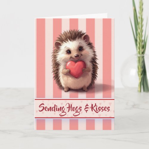 Cute Valentine Hedgehog Hogs and Kisses Card