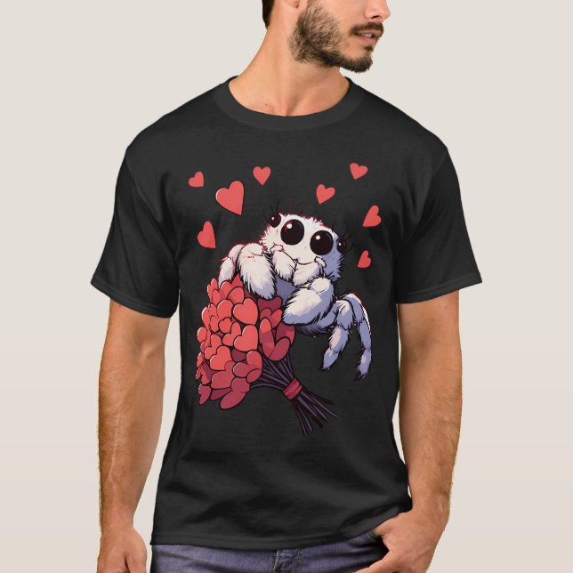 Cute Valentine Jumping Spider T-Shirt (Front)