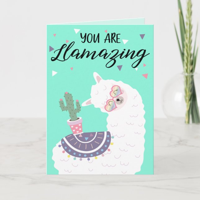 Cute Valentine Llama Holiday Card (Front)