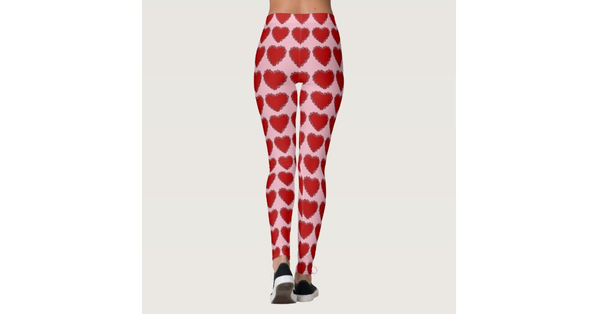 Valentines Day Hearts Pattern Red Pink Leggings