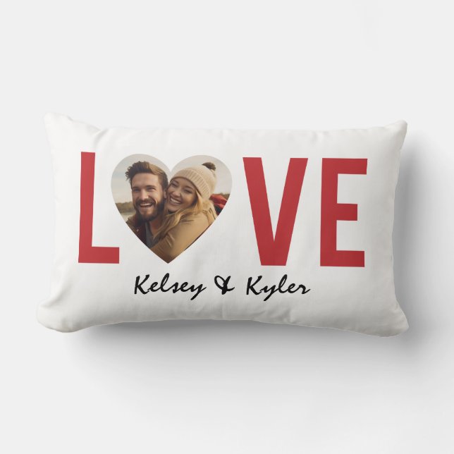 Cute Valentine Love Photo  Lumbar Pillow (Front)