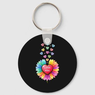 Cute Valentine Love Sunflower Hearts Candy For Gir Keychain