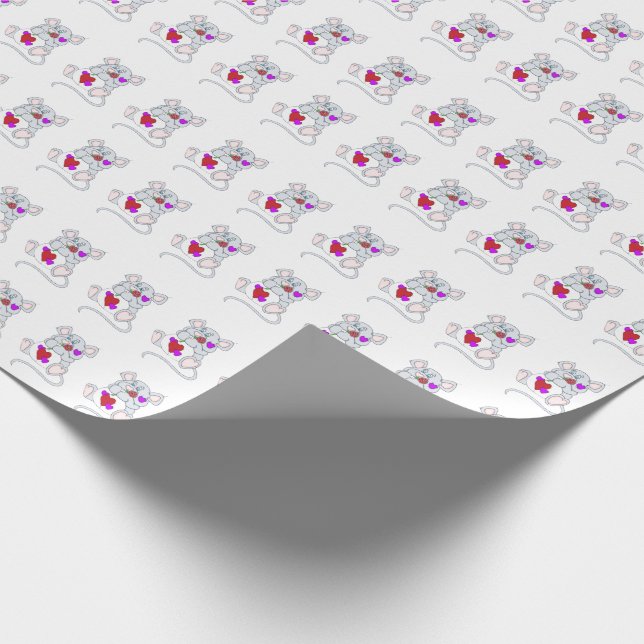 Cute Valentine Mouse Wrapping Paper (Corner)