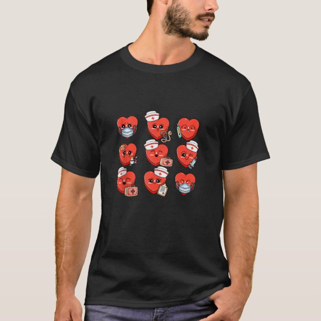 Cute Valentine Nurse Heart Candy NICU Nurse Valent T-Shirt (Front)