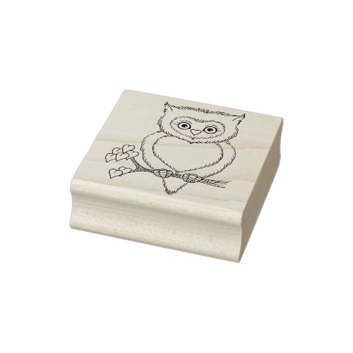 Cute Valentine Owl made of Hearts Rubber Stamp