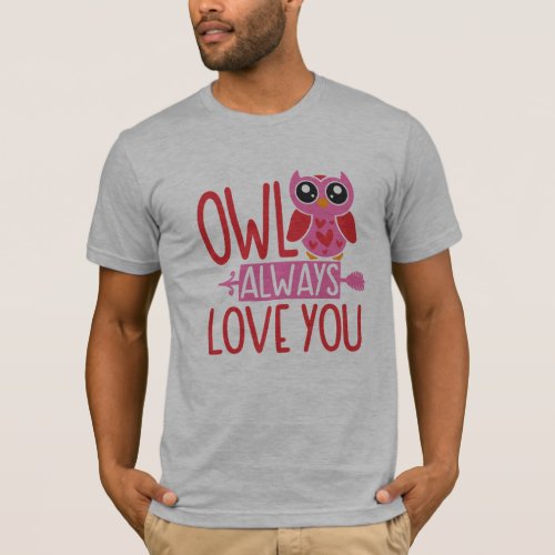 cute valentine owl will love you valentines day T_Shirt