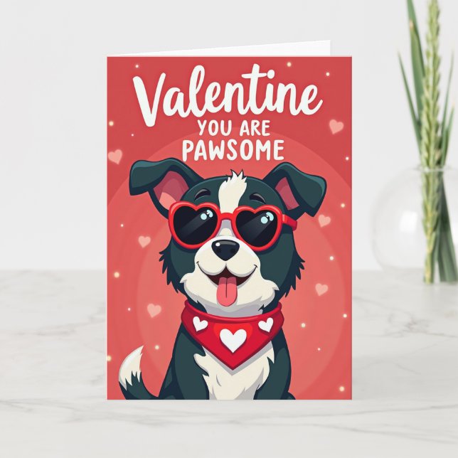 Cute Valentine Pawsome Dog Card (Front)