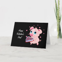 Cute Valentine Pig Holiday Card