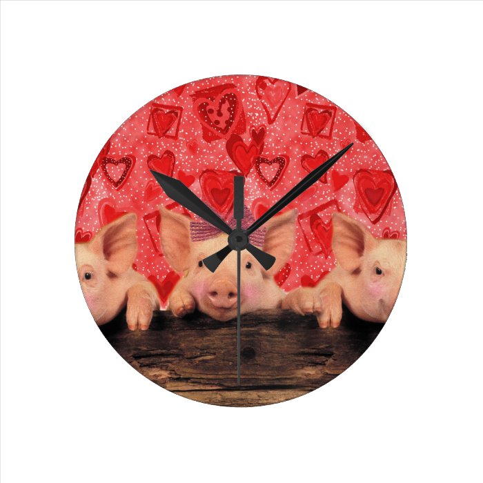Cute Valentine pigs Clock