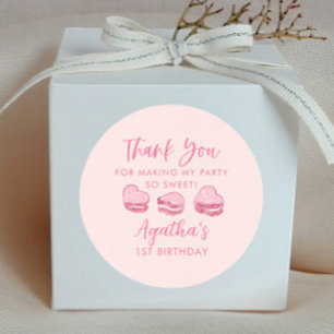 Cute Valentine Pink Heart Birthday Party Favor Classic Round Sticker