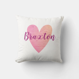 Cute Valentine Pink Heart Throw Pillow