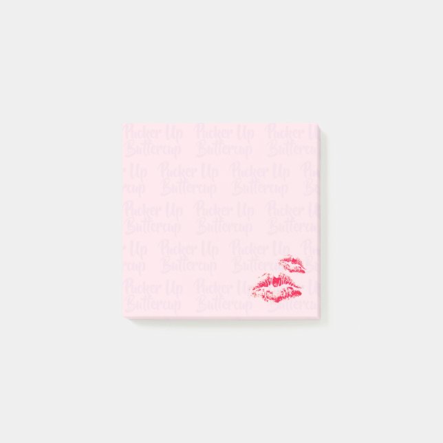 Cute Valentine Pink Red Lips Chic Notes (Front)