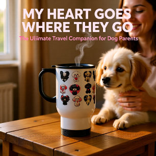 Cute Valentine Poodle Dogs Pattern – Heart Puppy Travel Mug