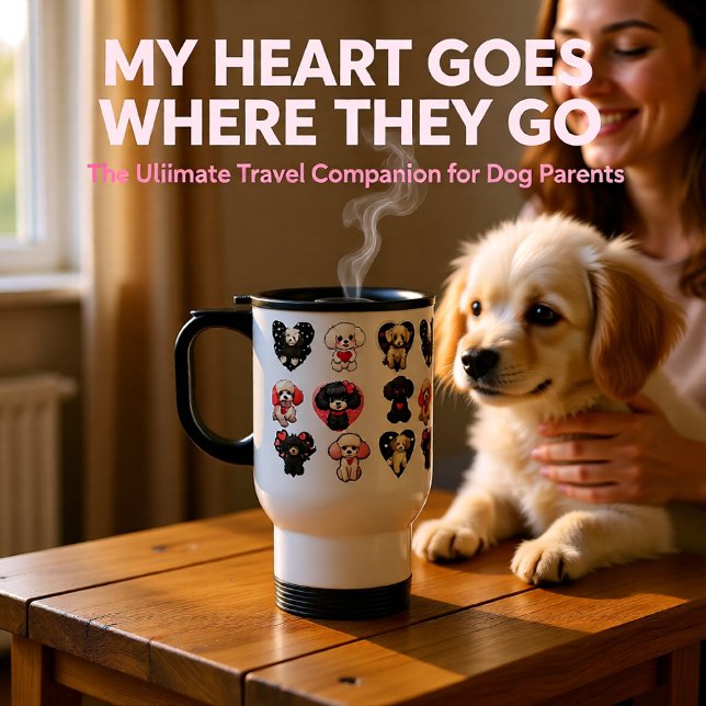Cute Valentine Poodle Dogs Pattern – Heart Puppy Travel Mug (Cute Valentine Poodle Dogs Pattern – Heart Puppy Travel Mug)