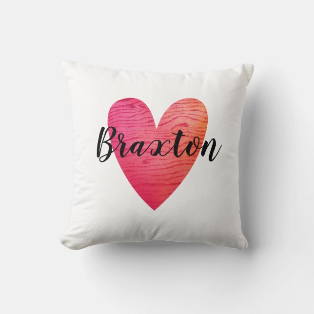 Cute Valentine Red Heart Throw Pillow (Front)