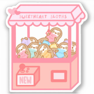 Cute Valentine’s Day Claw Machine Sloths Sticker