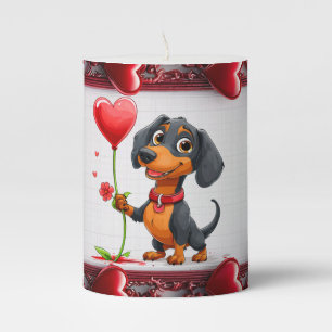 Cute Valentine’s Day dog Pillar Candle