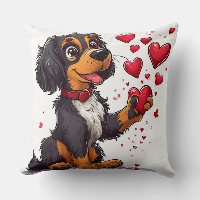 Cute Valentine’s Day dog Throw Pillow (Front)