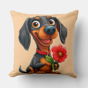 Cute Valentine’s Day dog Throw Pillow