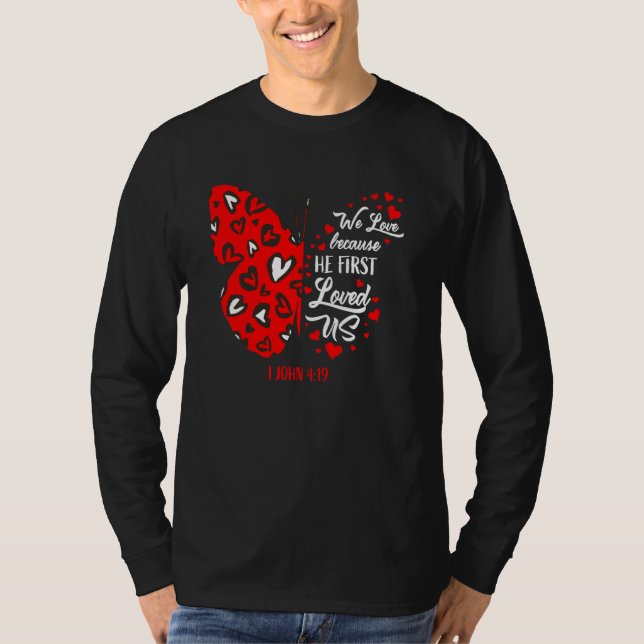 Cute Valentine S Day Women Girls Christian Butterf T-Shirt (Front)